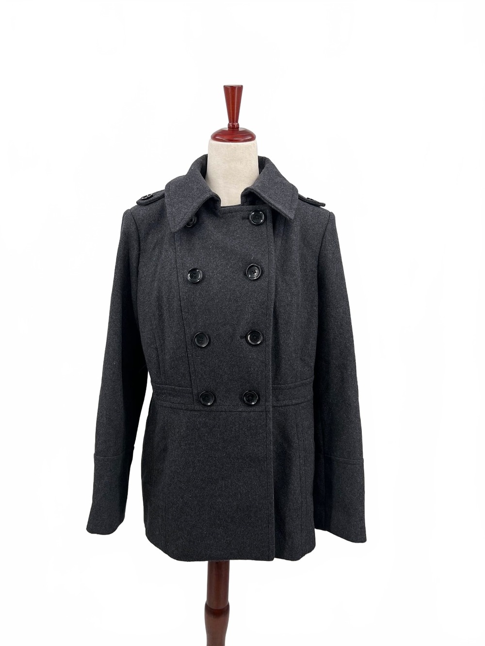 KORS Michael Kors Gray Wool Pea Coat | Women M Regular